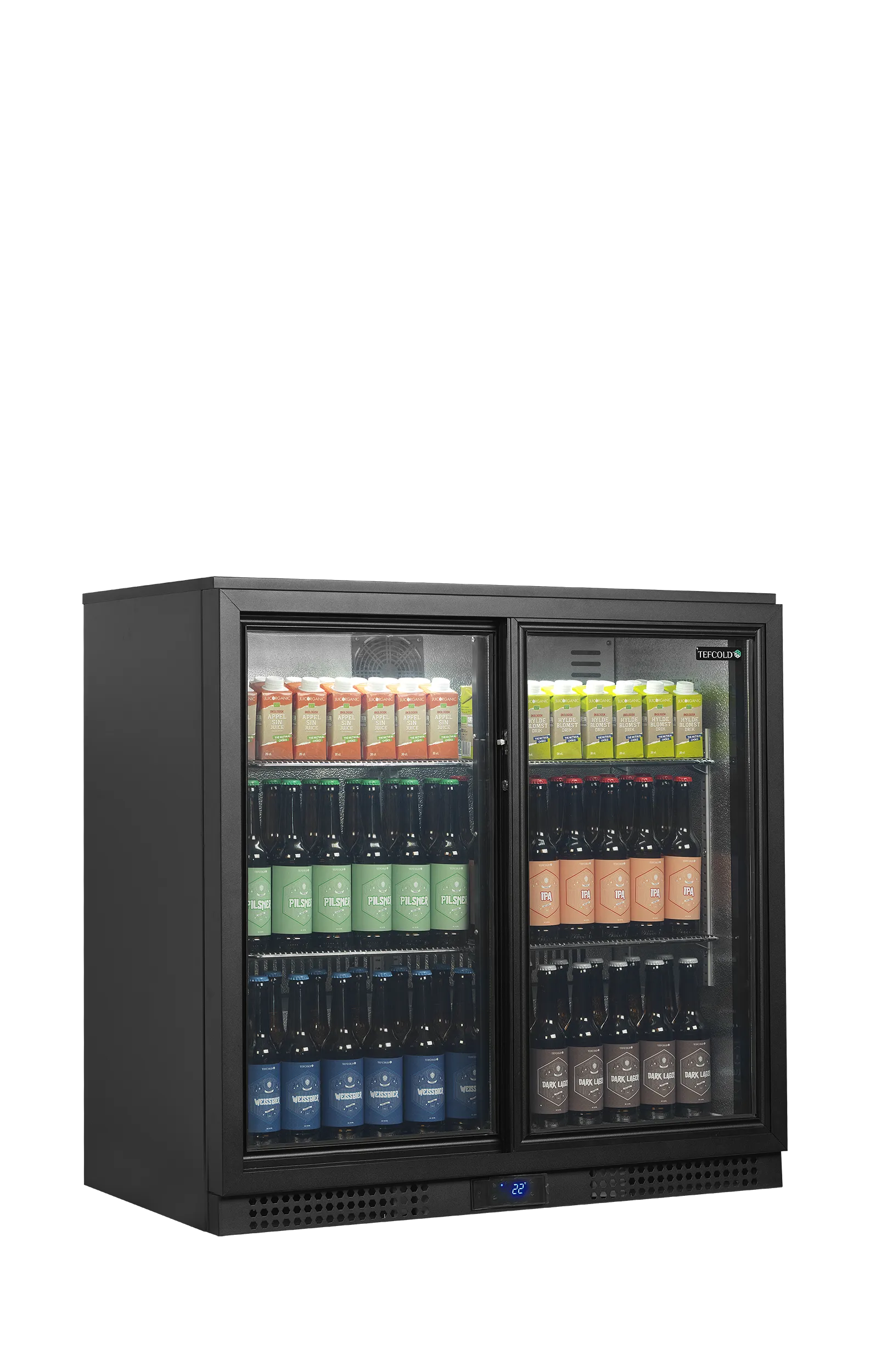 Tefcold Back Bar Cooler BA21S - 188L Double Sliding Door Bottle Cooler