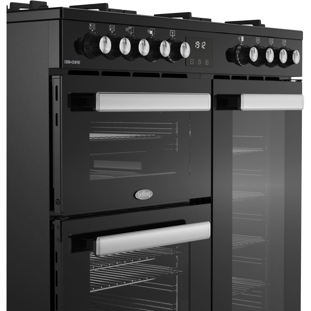 90cm Dual Fuel Belling Range Cooker, Black, A Rated - RCA COOKCENTRE 90DF - London Houseware - 4