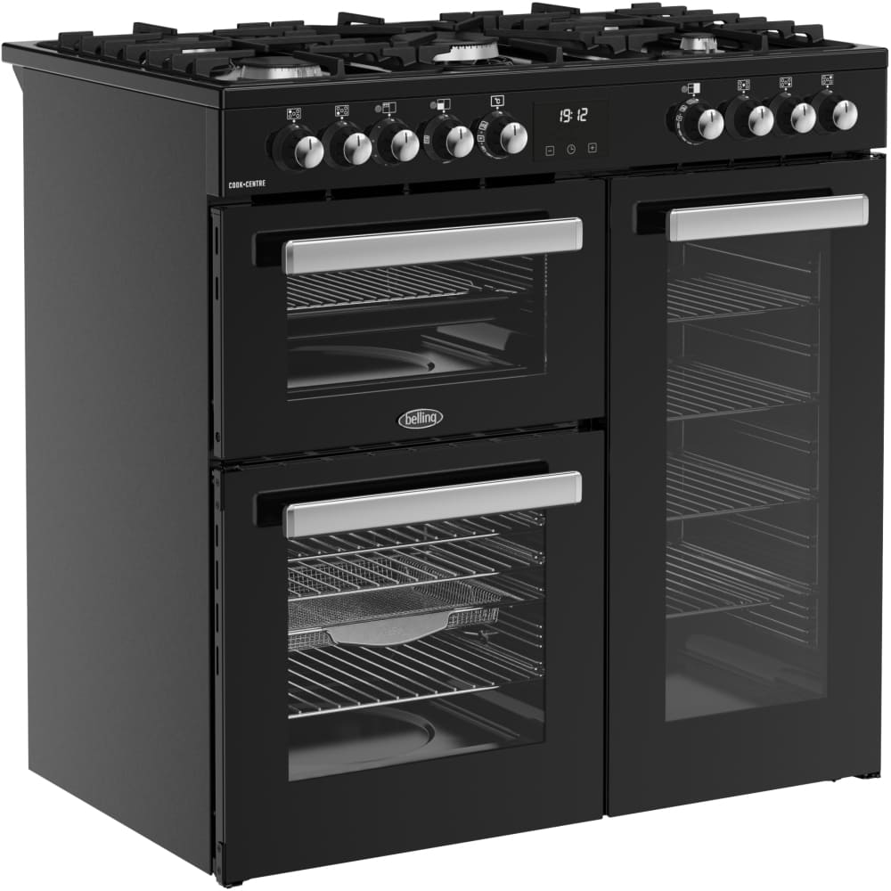 90cm Dual Fuel Belling Range Cooker, Black, A Rated - RCA COOKCENTRE 90DF - London Houseware - 5