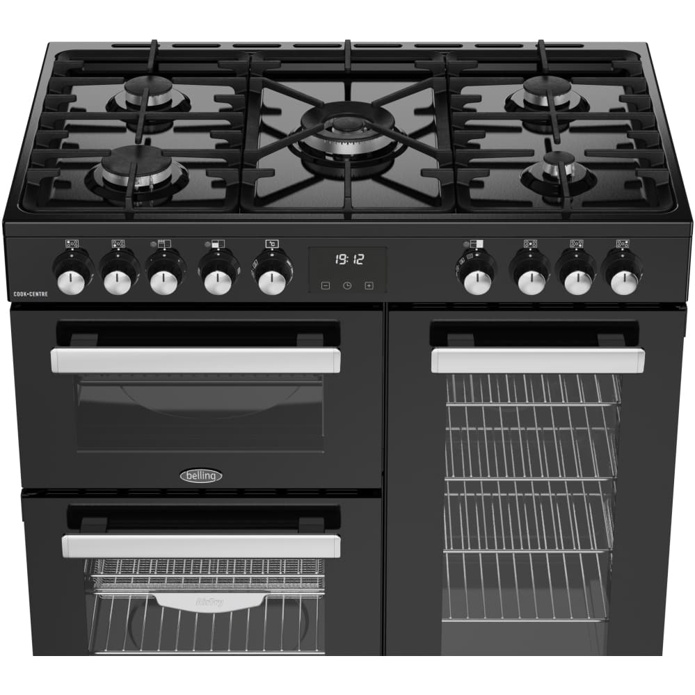 90cm Dual Fuel Belling Range Cooker, Black, A Rated - RCA COOKCENTRE 90DF - London Houseware - 7