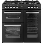 90cm Dual Fuel Belling Range Cooker, Black, A Rated - RCA COOKCENTRE 90DF - London Houseware - 1