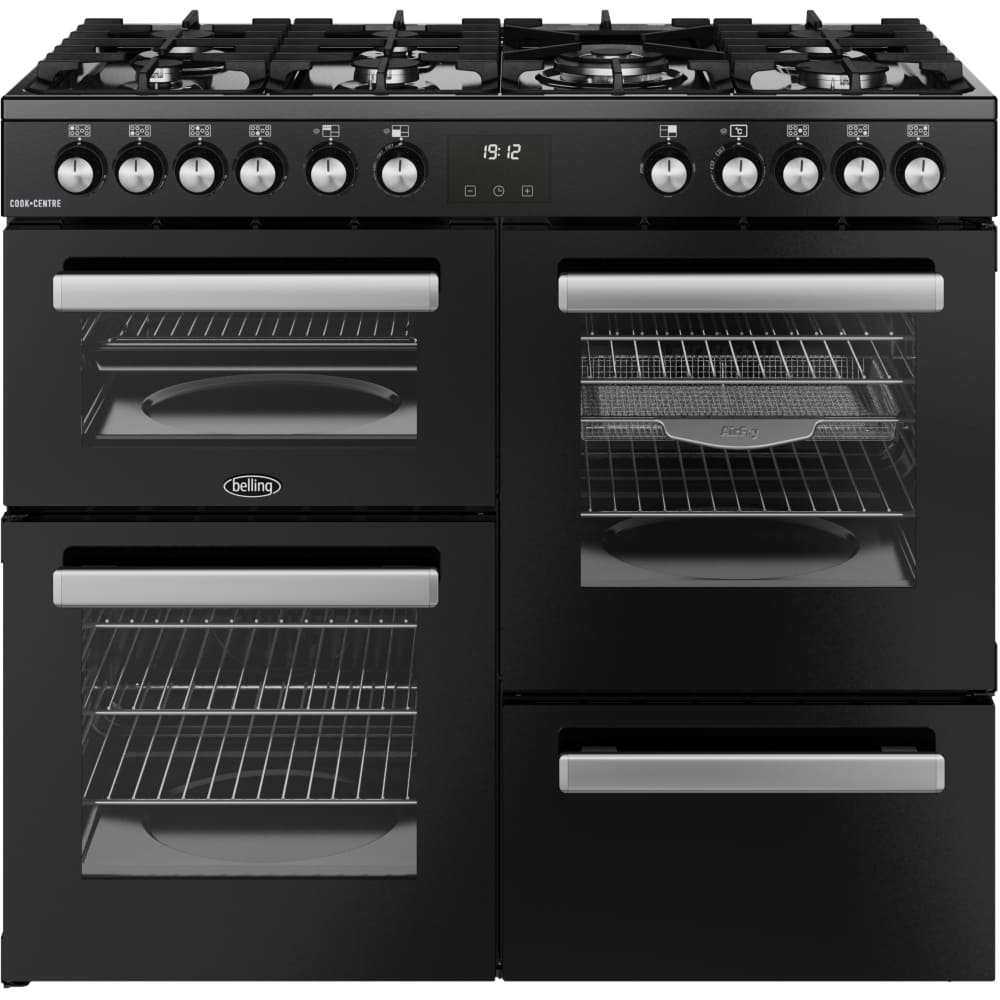 100cm Dual Fuel Belling Range Cooker, Black - RCA COOKCENTRE 100DF - London Houseware - 1