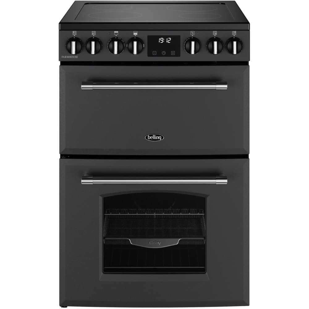 70L Freestanding Electric Cooker with Double Oven, Anthracite - Belling Farmhouse 60E - London Houseware - 1