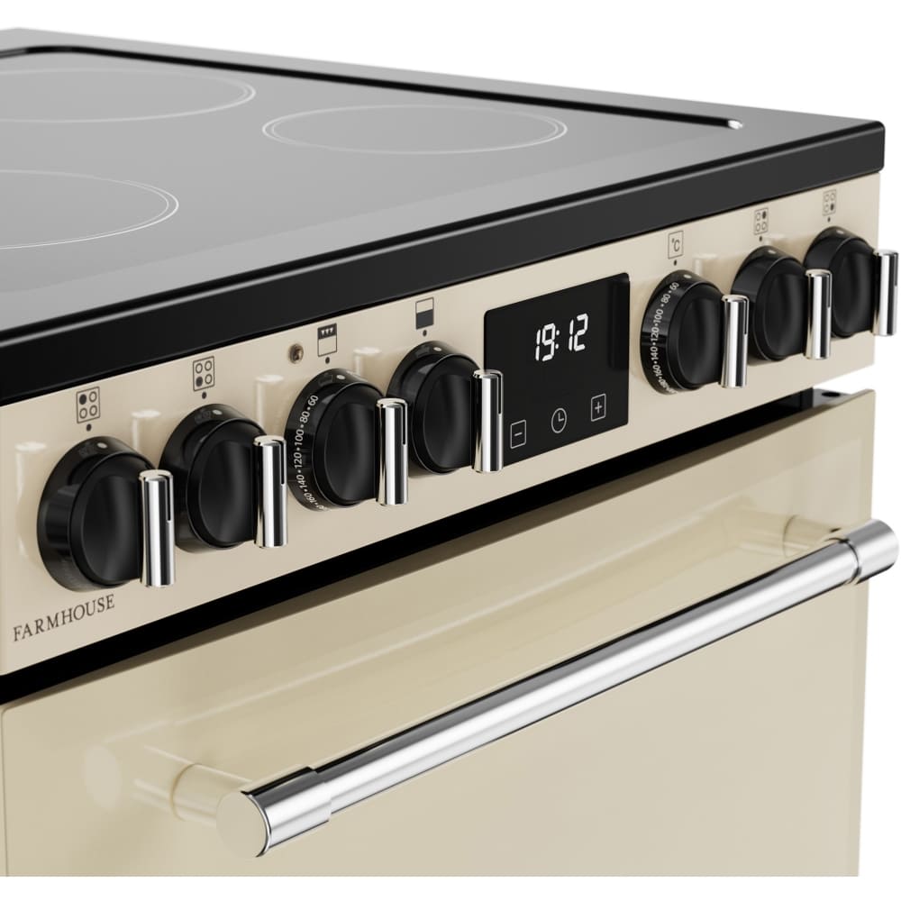 Ceramic Electric Cooker with Double Oven, Cream - Belling Farmhouse 60E