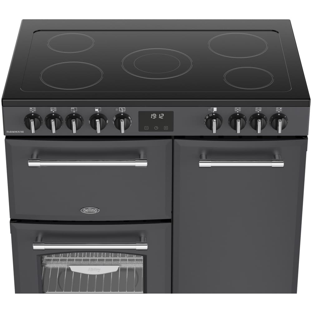 90cm Ceramic Belling Range Cooker, Grey - RCA FARMHOUSE 90E AN - London Houseware - 6