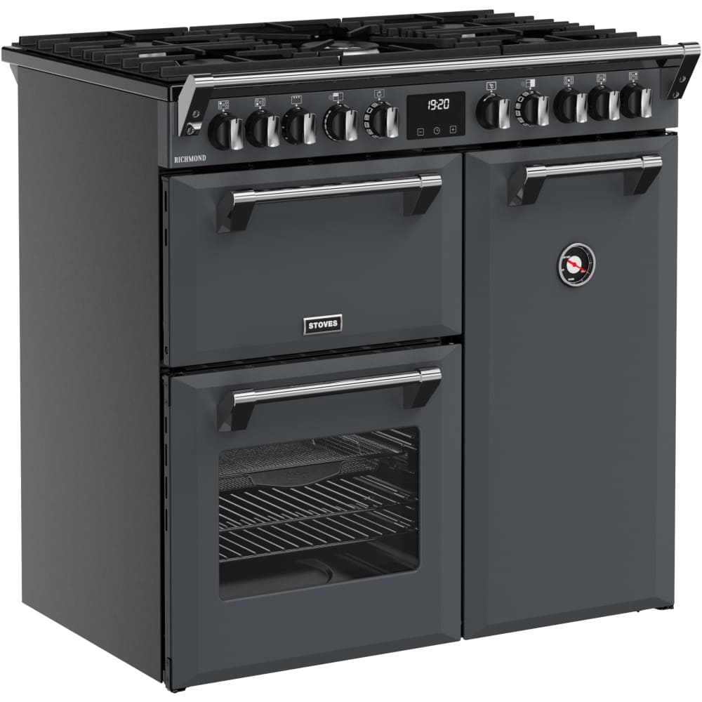 90cm Dual Fuel Stoves Range Cooker, Grey  - RCA RICH 90DF ANT - London Houseware - 2