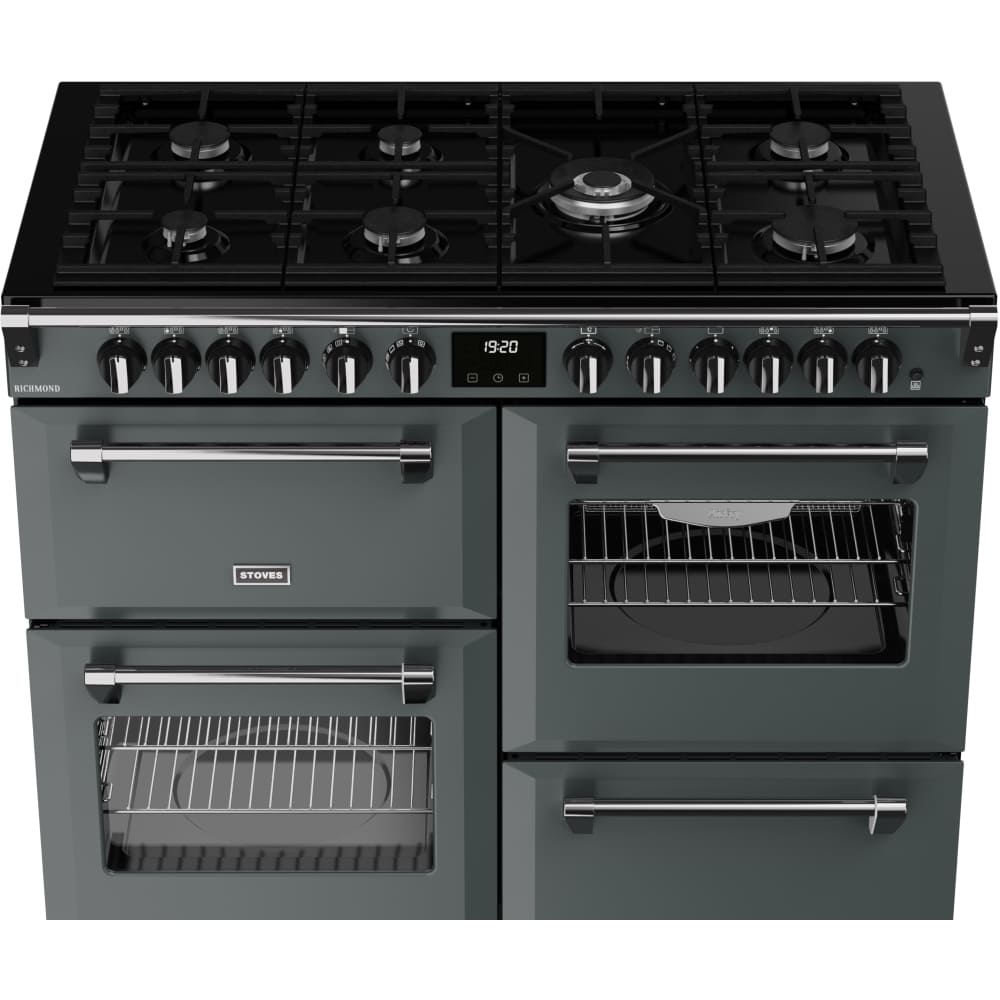 110cm Dual Fuel Stoves Range Cooker, Grey, A Rated - RCA RICH 110DF ANT - London Houseware - 3