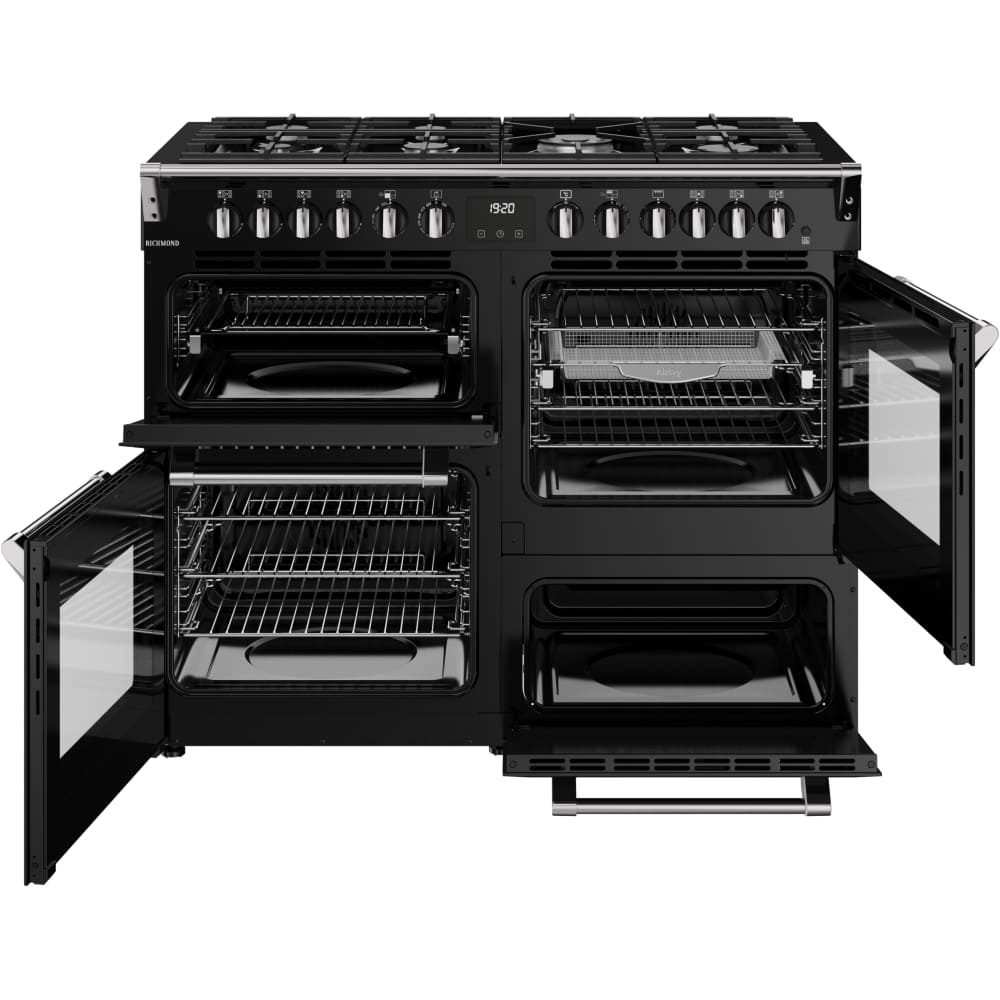 110cm Dual Fuel Stoves Range Cooker, Black, A Rated - RCA RICH 110DF BLK - London Houseware - 3