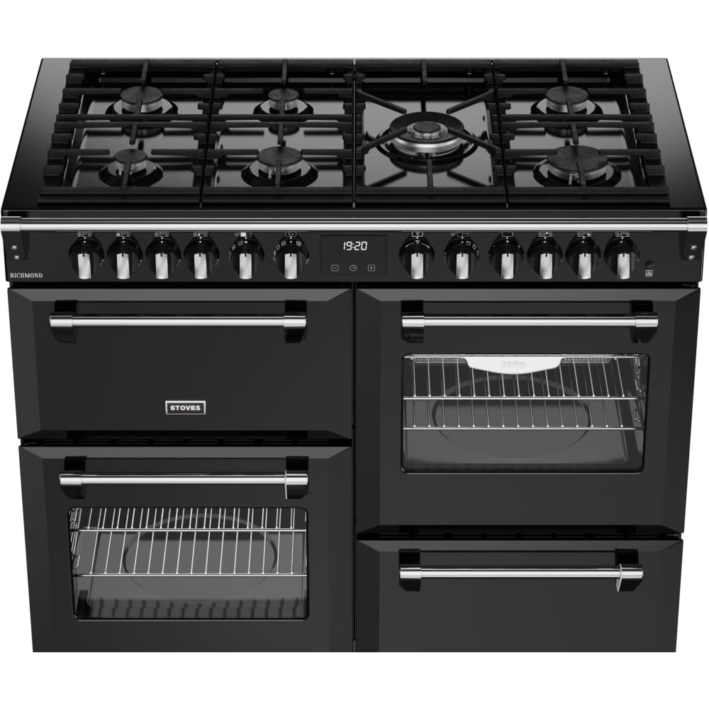 110cm Dual Fuel Stoves Range Cooker, Black, A Rated - RCA RICH 110DF BLK - London Houseware - 7