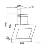 60cm Black Angled Cooker Hood - SIA AGE61BL - London Houseware - 7