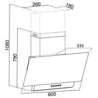 60cm Chimney Cooker Hood & Carbon Filter - SIA EAG61WH , White - London Houseware - 2