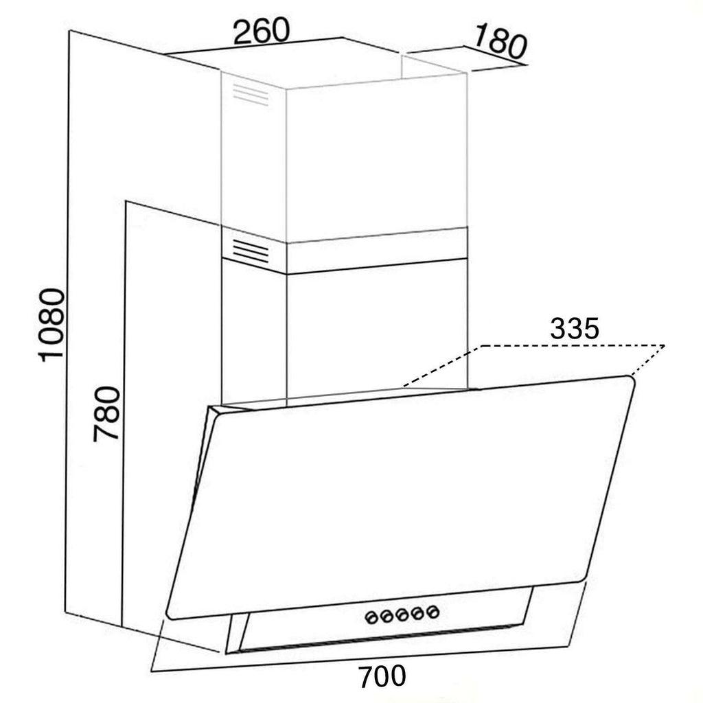 70cm Black Angled Cooker Hood / Kitchen Extractor Fan - SIA EAG71BL - London Houseware - 6