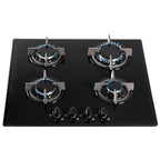 60cm Black Glass 4 Burner Gas Hob - SIA GHG603BL - London Houseware - 1