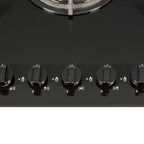 70cm Black Glass 5 Burner Gas Hob - SIA GHG703BL - London Houseware - 5