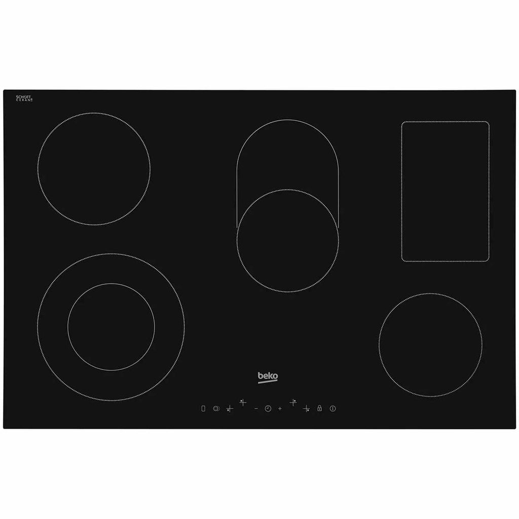 77cm 4 Zone Electric Ceramic Hob, Black - Beko HIC85402T - Naamaste London Homewares - 1