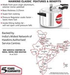 Hawkins CL50 - 5 Litre Silver Color Classic Pressure Cooker - London Houseware - 6