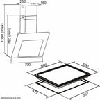 SIA 70cm Black 5 Burner Gas Hob & Multi Colour LED Angled Cooker Hood - London Houseware - 7