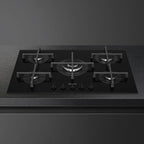 70cm 5 Burner Smeg Gas Hob Black on Glass - PV275B - Naamaste London Homewares - 2