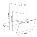 Cooker Hood Extractor Fan Angled Chimney , Black - SIA AH90BL - London Houseware - 6