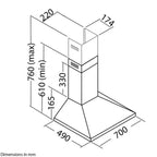 70cm Chimney Cooker Hood , Stainless Steel - SIA CHL70SS - London Houseware - 5