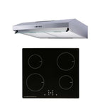 SIA 60cm Black Plug In Induction Hob And Silver Visor Cooker Hood Extractor Fan - London Houseware - 1